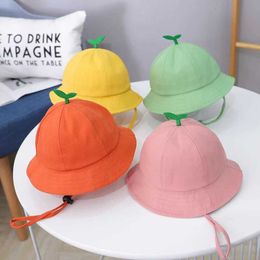 Caps Hats Solid Colour childrens bucket hat cute grass fisherman hat Spring summer outdoor travel baby and toddler sun hat 1-3Y WX