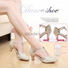 Dance Shoes Women Standard Pearlescent Ladies Ballroom Closed Toe Salsa Suede Soft Modern Low Heel 5cm/7cm