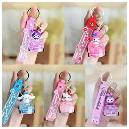 Creative cartoon crystal airplane, car keychain, women's backpack pendant, small accessories with oil flowing sand, Kuromi creative pendant