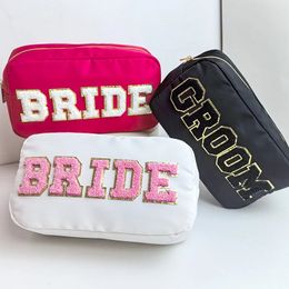 Letter patch BRIDE Cosmetic Bags Bridal Party Make Up Pouch Necessaries Groom Tote Bride Bridesmaid Proposal Giftay Gift 240511