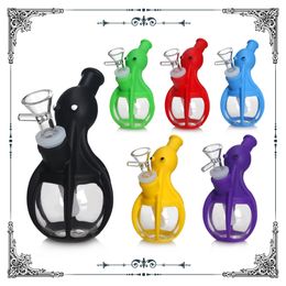 5.7 Inches Mini Silicone Bong Octopus Heady Halloween Styles Bongs Big Smoking Pipes Dab Oil Rigs Glass Bongs Tobacco With Glass Bowl