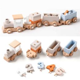 Diecast Model Cars Wooden birthday train toy simulation train toy model baby Montessori education toy wooden handcart baby learning childrens toy gift WX