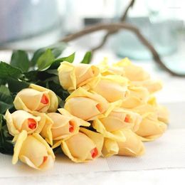 Decorative Flowers 22pcs/lot Mixed Colour Artificial Rose Real Touch Bouquet For Home Decoration