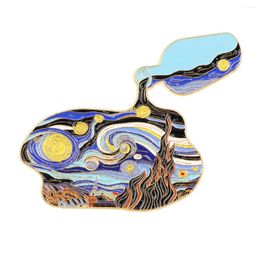 Brooches Starry Sky Painting Badge Enamel Pins Lapel Pin Brooch Gifts For Fans Friend Bags Backpacks Cute Fashion Decoration