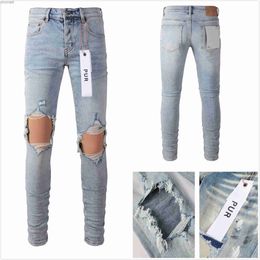 Purple Jeans Designer Mens for High Quality Fashion Cool Style Pant Distressed Ripped Biker Black Blue Jean Slim Fit Motorcyc Stretch LKCN