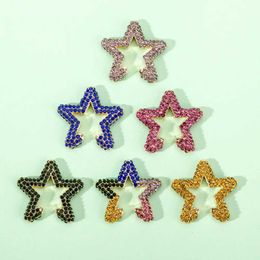 Stud Lost La Rainbow Star Womens Clip Earrings Crystal Zircon Multi Colour Earrings Clip Bohemian Earrings Tren Jewellery Wholesale J240513