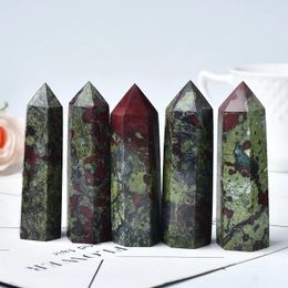 Decorative Figurines 1PC Natural Dragon Blood Stone Crystal Point Reiki Healing Hexagonal Prisms Obelisk Wand Tower Energy Meditation DIY