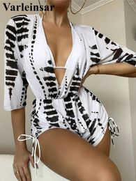 Women's Swimwear 3 PCS With Cover Up Halter Bikini Women Female Swimsuit Three-pieces Set Bather Bathing Suit Swim Lady V4102