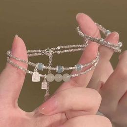 New Chinese Blue Grey Beaded Broken Silver Bracelet for Female Ins Small and Luxury Temperament Exquisite and Versatile Gift Handicraft for Best Friends