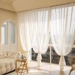 Curtain White Lace French Window Door For Living Room Tulle Sheer Curtains Bedroom Windows Shade Decor