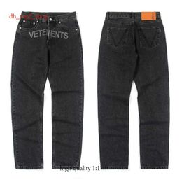 Vetements Jeans Brand Men's Jeans Men Women Street Jeasn High Quality Jacquard Embroidered Print Trousers Black Hiphop Straight Pants 4109 2487