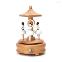 Decorative Figurines Wooden Music Box Wood Crafts Retro Christmas Gift Sound Classical Decoration Present For Home Decor Accessories