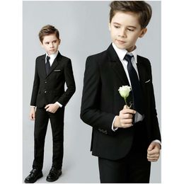 Children Black 007 Skinny Cosplay Suit School Kids Piano Violin Performance Photograph Dress Boys Host Ceremony Tuxedo Costume