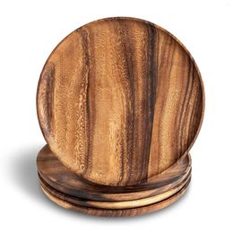Plates Eco Friendly Reusable Round Wood Bamboo Plate Tableware Wooden Fruit Bread