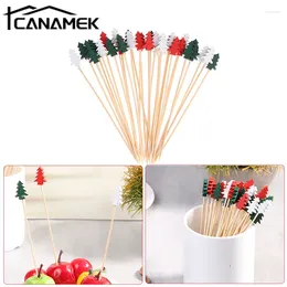 Forks 100PCS Vegetable Sticks Cocktail Toothpicks Christmas Picks Fruit Kitchen Party Decorations Dessert Cake