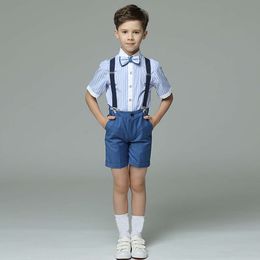 Boys Graduation Performance Costume Children Summer Photography Suit Kids Vest Shirt Pants Bowtie Ceremony School Uniform