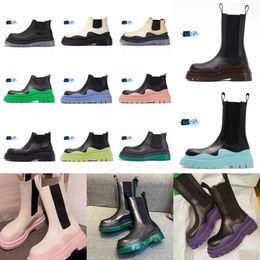 Designer Womens Mens boots luxury Tire Lean Leather Women over the knee booties Anti-Slip outdoor Wave Colored Elastic Webbing boot Cream pink blue designer shoes