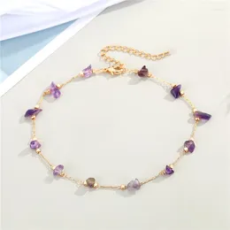 Anklets 1Pcs Natural Stone Beaded Ankle Bracelet For Women Gift Trendy Minimalist Colored Shiny Geometric Foot Chains Jewelry FB46