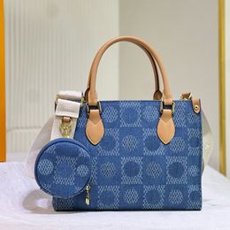 Tasarımcı Çanta Kadın Kovboy Mavi Çanta Moda Tote Deri Deri Lüks Çantası Taşınabilir Omuz Çantası Crossbody Callet Cüzdan Para Çantası Alışveriş Çantası Tates 46373