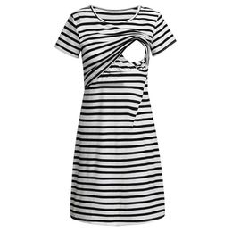 Sleep Lounge Womens maternity clothing mothers care dress maternity dress striped cotton top shirt nursing vest top d240517