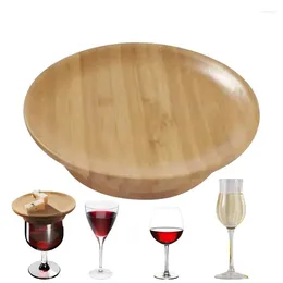 Table Mats Wooden Wine Glass Dual Purpose Bamboo Cup Lid Coasters Set Preventing Debris