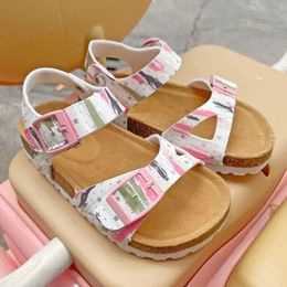 Sandali 2024 Nuova Summer Baby Girl Sandals 3-12 anni Scarpe per bambini in sughero Y240515