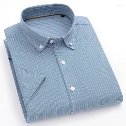 Men's Casual Shirts In Shirt Cotton Short Sleeve For Men Slim Fit Plain Houndstooth Plaid Tops Fashion Korean Clothes