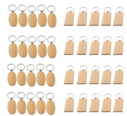 Keychains 40 Pcs Blank Wooden Key Chain DIY Wood s Gifts Yellow,20 Oval & 20 Rectangle14553308