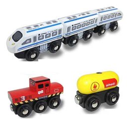 Diecast Model Cars Wooden magnetic train childrens train toys Wooden track train childrens birthday gift WX