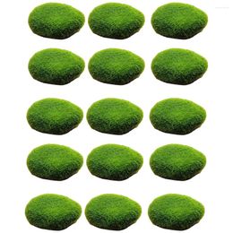 Decorative Flowers 15pcs/set Home With Green Moss Stones Low Maintenance Long-lasting Durability Realistic Appearance