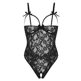 Wome Sexy Midnight Open-cut Floral Lace and Mesh Teddy Bodysuits with Back Cut-out Sleepwear Lingerie Teddies S-XXL Multicolors Nightdress Dropshipping