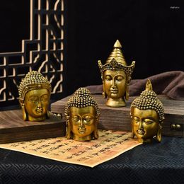 Decorative Figurines Resin Creative Southeast Asia Antique Buddha Head Statues Golden Miniature Zen Home Interior Decor Objects