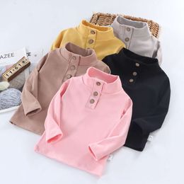2022 Autumn Winter T Shirts Long Sleeve Children Bottom Candy Colour Tops for Kids Thicken Warm Pullover Teen Undershirts L2405
