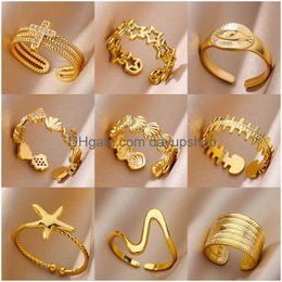Jewellery Shell Rings For Women Gold Colour Stainless Steel Ring Finger Chunky Wedding Statement 2024 Trend Gift Bff Anillos Drop Deliver Ot3Od