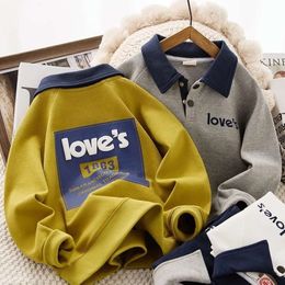 2024 Spring Boys Polo Shirts 어린이 패션 레터 어린이를위한 긴 소매 꼭