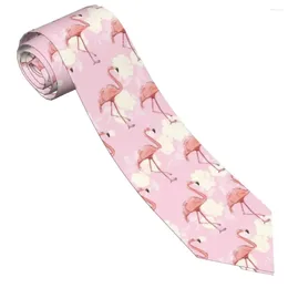 Bow Ties Seamless Flamingo Pattern Neckties Men Women Polyester 8 Cm Pink Birds Neck Tie For Skinny Narrow Shirt Accessories