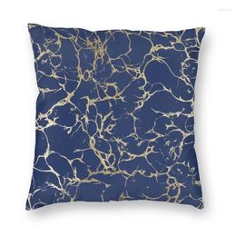 Pillow Custom Chic Navy Blue Faux Gold Marble Pattern Cover Home Decorative 3D Two Side Printed For Car