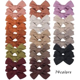 Baby Girls Bow Clips Hair Barrettes Hairpins Boutique Bows with Clip Kids Sweet Princess Cloth Bowknot Hair Accessories Solid Color 2pcs/Pair YL2755