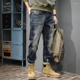 Men's Jeans High-end Fashion Brand Heavy Retro American Water Wash To Do Old Stretch Legs Spring And Autumn Straight Pants