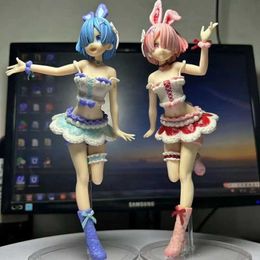 Action Toy Figures 19cm Twin sisters Another World Anime Figure Rem Ram Twins Action Figure Rem/Ram Figure Collection Model Doll Toys Y240516