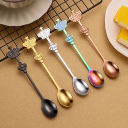 Spoons WORTHBUY Crown Spoon Stainless Steel Tea Kitchen Stirring For Coffee Creative Cutlery Mini Scoop Thickened Tableware