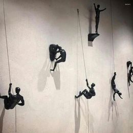 Decorative Figurines 6PCS/set Abstract Creative Resin Rock Climbing Man Iron Wire Wall Hanging Retro Figures Decor Statue Europe Climber