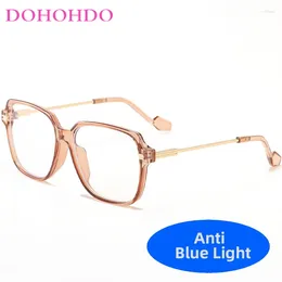 Sunglasses DOHOHDO Square Men Blue Light Flat Mirror Glasses 2024 Women's Fashion Eyeglasses Frame Blocking Computer Goggles