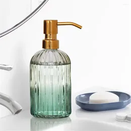 Liquid Soap Dispenser 400ml Vintage Green Glass Shampoo Bottle Metal Press Pump Bath Hand Washing Bottles Kitchen Detergent Sub-bottle