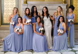 Bridesmaid Dresses Variable Wearing Ways Top Quality A-line Sleeveless Wine Red Dusty Blue Navy Maid of Honor Gowns wedding Guest wears cps2000