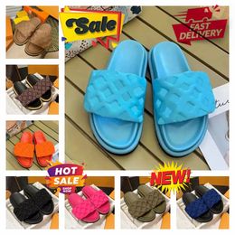 Designers Pool Pillow Mules Women Sandals Sunset Flat Comfort Mules Padded Front Strap Slippers Fashionable Easy-to-wear Style Slides