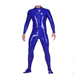 100%Latex Rubber Navy Blue Suit Uniform Sock JumpSuit Zipper Uniforms0.4MM S-XXL