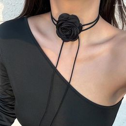 Choker Romantic Gothic Big Rose Flower Clavicle Chain Necklace Women Lady Fashion Adjustable Rope Accessory Gift