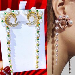 Dangle Earrings Missvikki High Quality Luxury Long Pearls Pendant Earring Enthusiasm Jewelery For Women Fashion Wedding Daily Jewellery