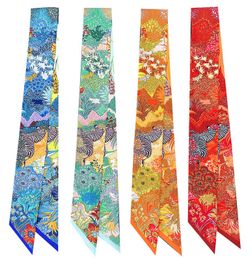 Designer Silk Scarf For Women Scarves end green spring autumn summer versatile jungle simulation silk scarf womens small square scarf decoration small scarf thin sc